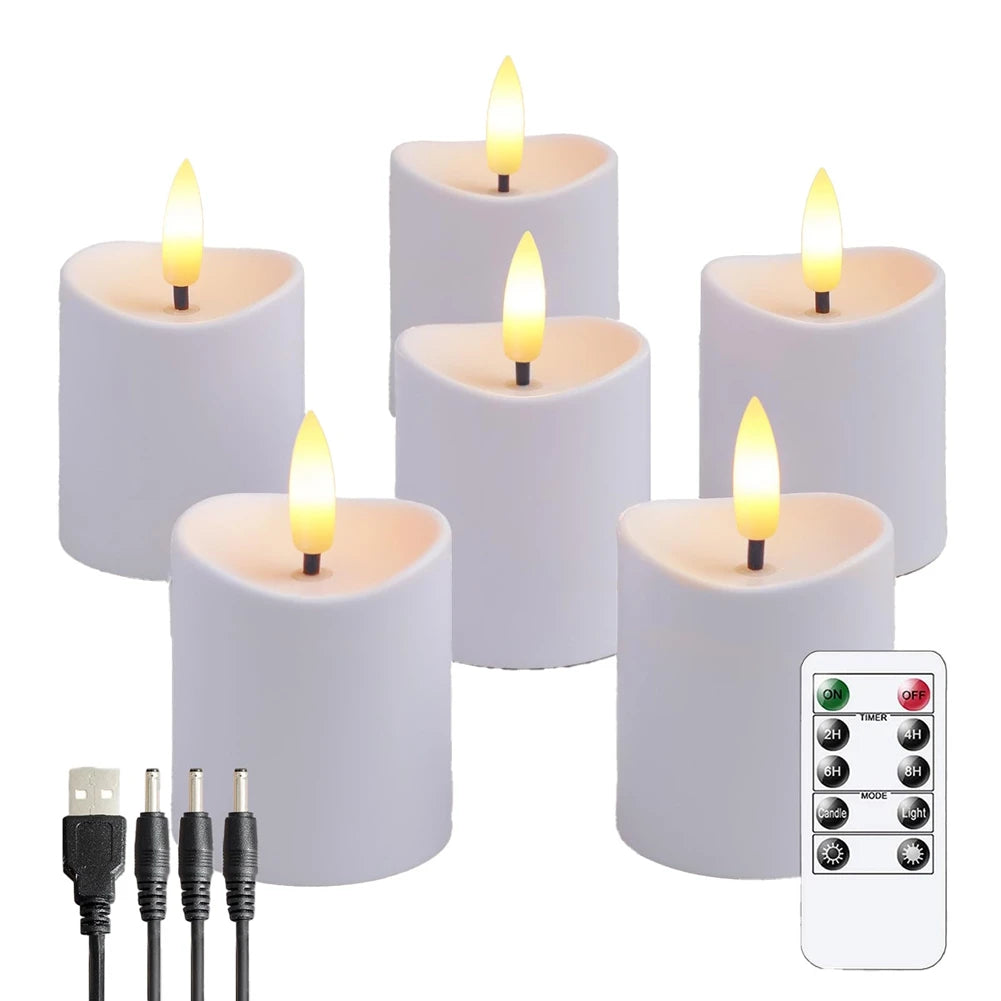 Rechargeable Flameless LED Candles with Remote – 6 Pack