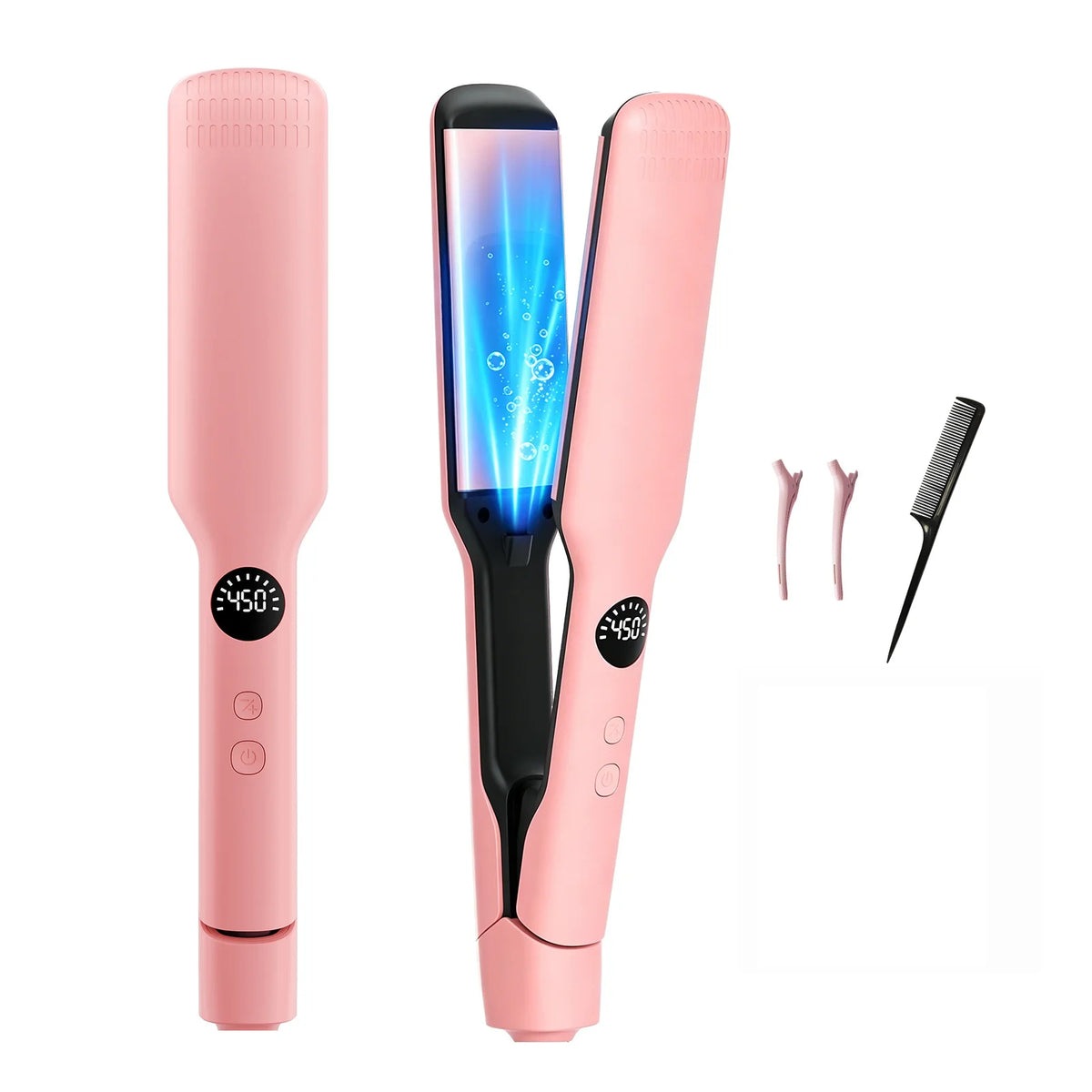 Wide Plate Hair Straightener – 5B Ions, 3D Float, LCD | minhuang