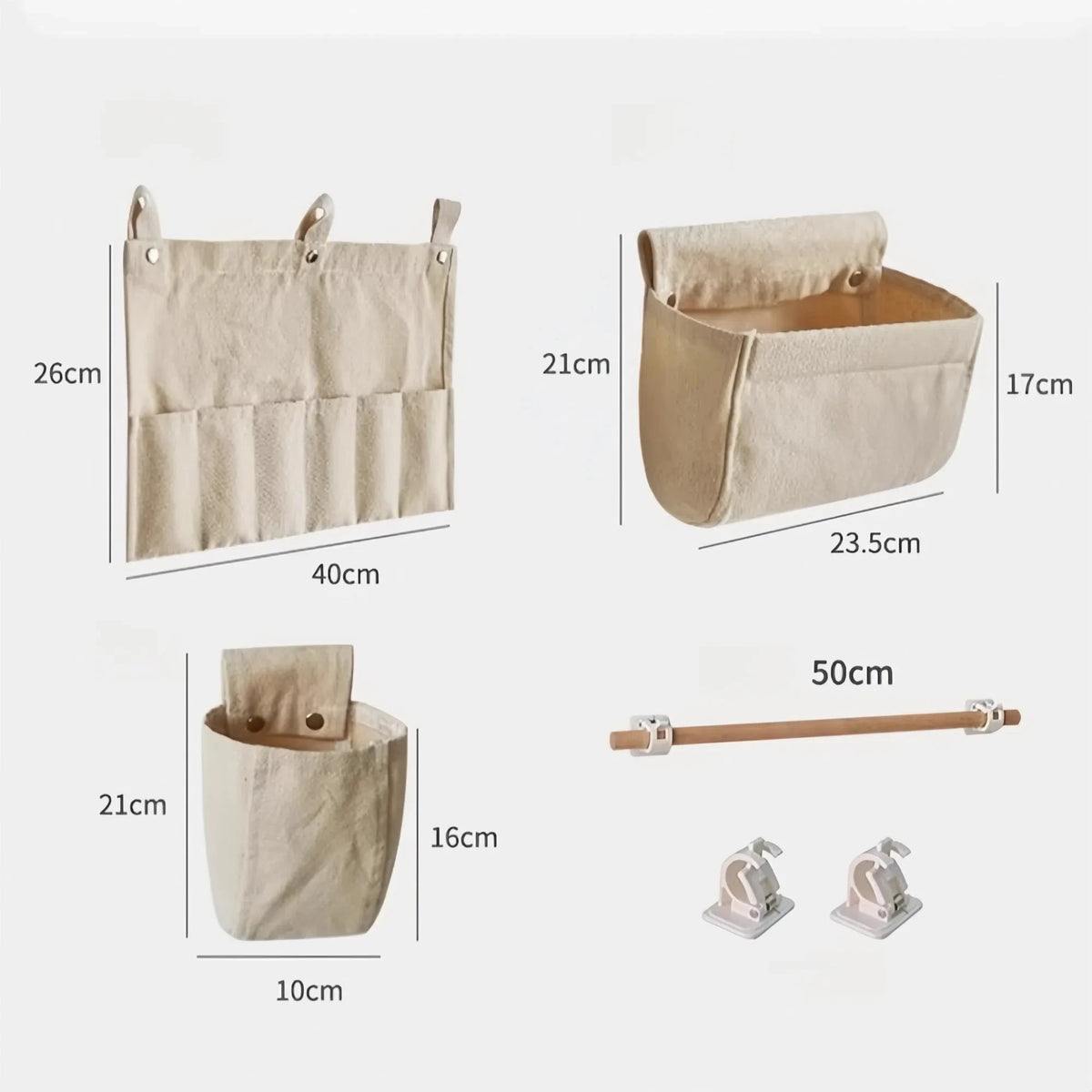 Wall Mounted Multi-Pocket Cotton Fabric Hanging Storage Bag