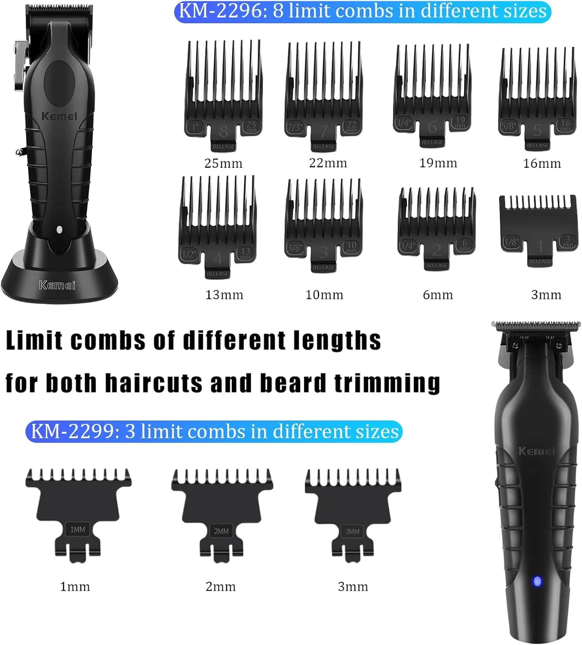 Kemei KM-2299 2296 T95 Cordless Hair Clipper Trimmer Shaver