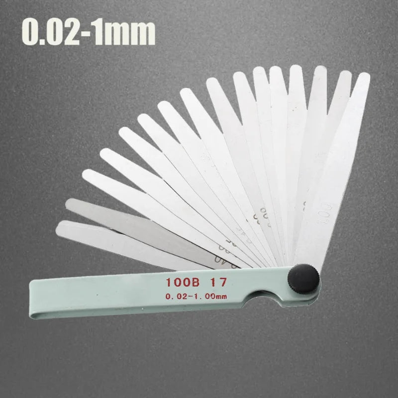17-Blade Metric Feeler Gauge 0.02–1.00mm Engine Valve Tool