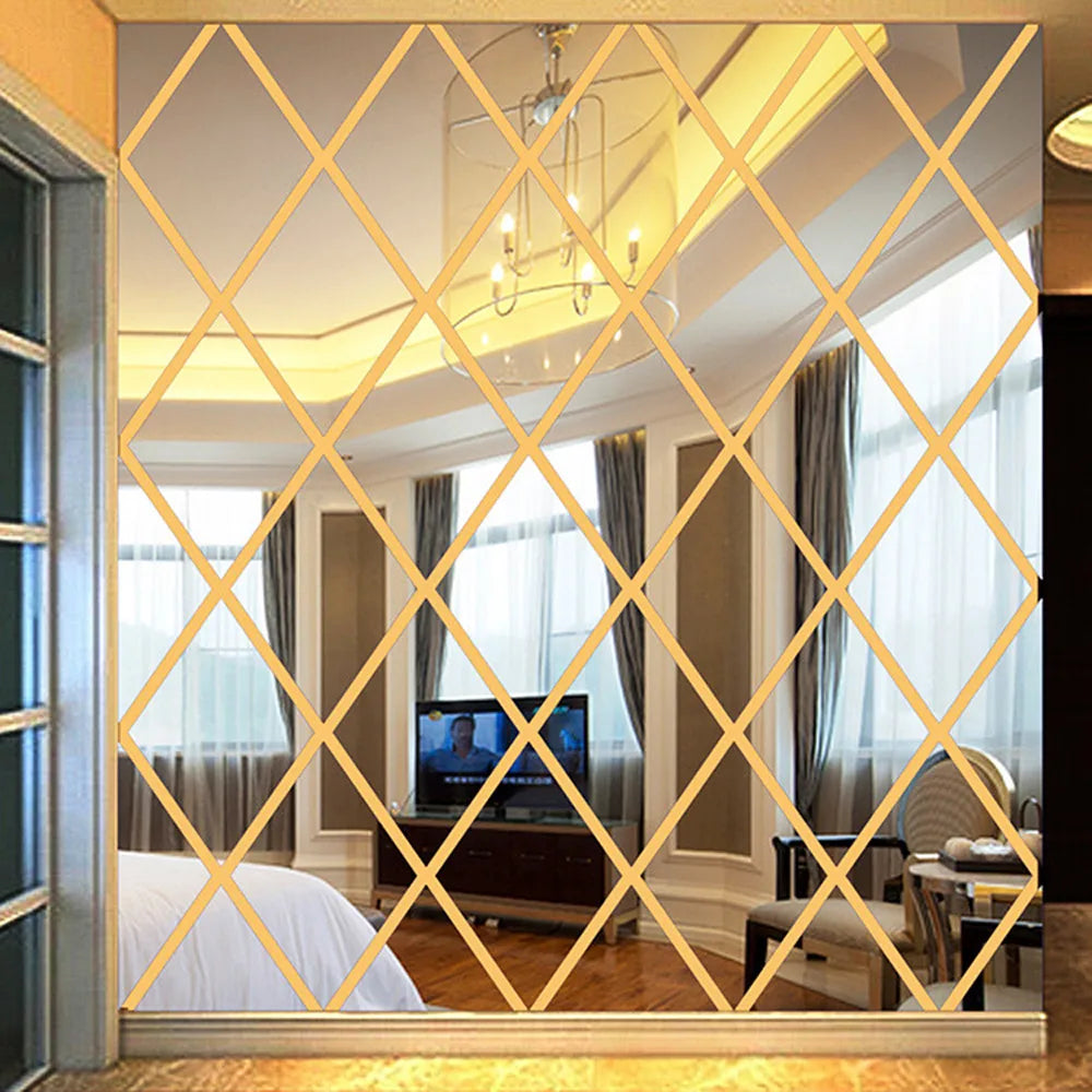 3D Diamond Mirror Wall Sticker Large DIY Home Décor Decal