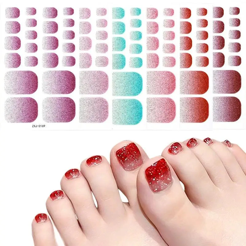 Glitter Self-Adhesive Toe Nail Wraps – Full Cover Shiny Decals