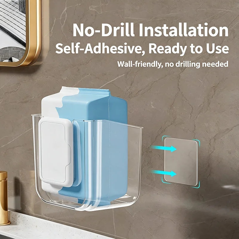 No-Drill Wall Mounted Tissue Box & Wet Wipes Holder