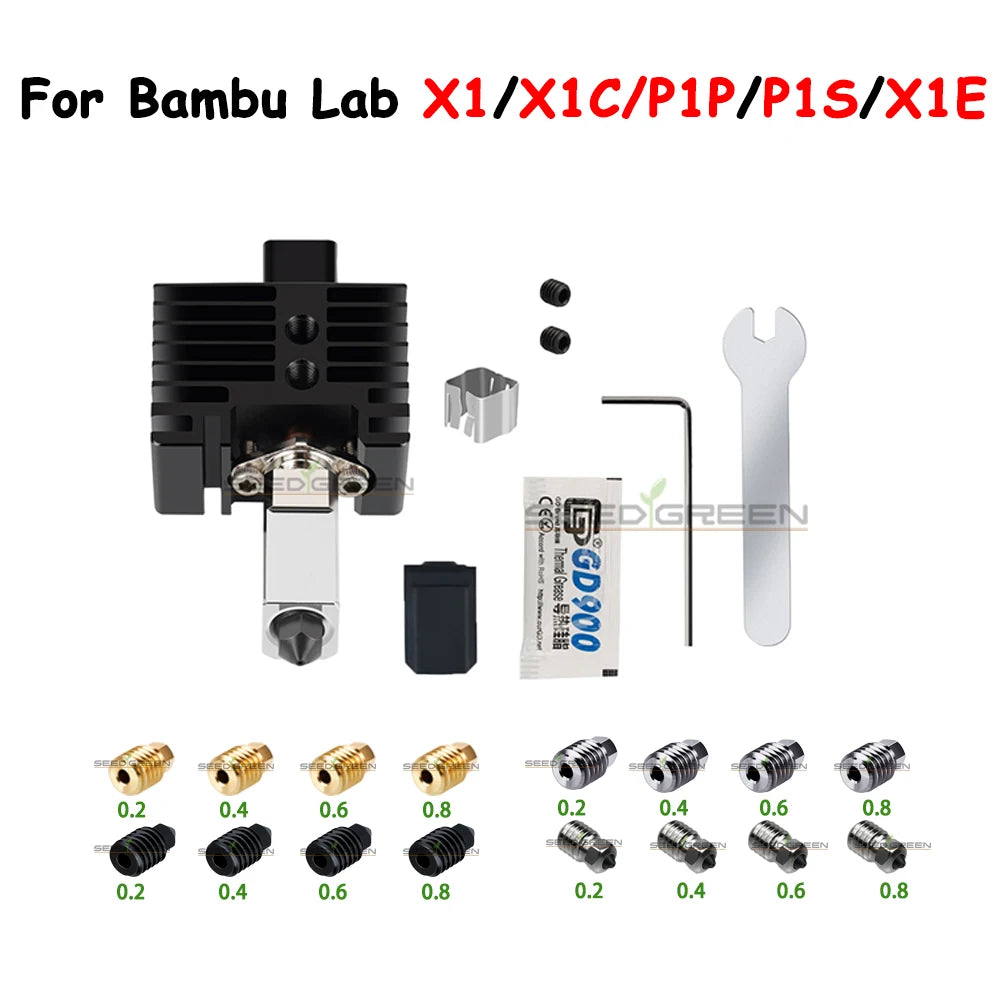 Sprouture Lab Hardened Brass Hotend Nozzle for Bambu Lab P1P P1S X1