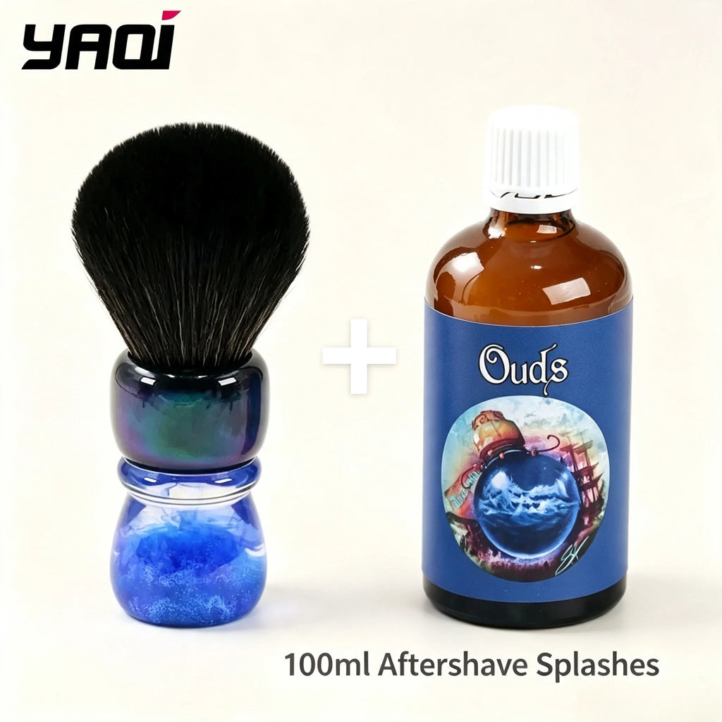 YAQI Ocean 28mm Synthetic Wet Shaving Brush | Resin Handle