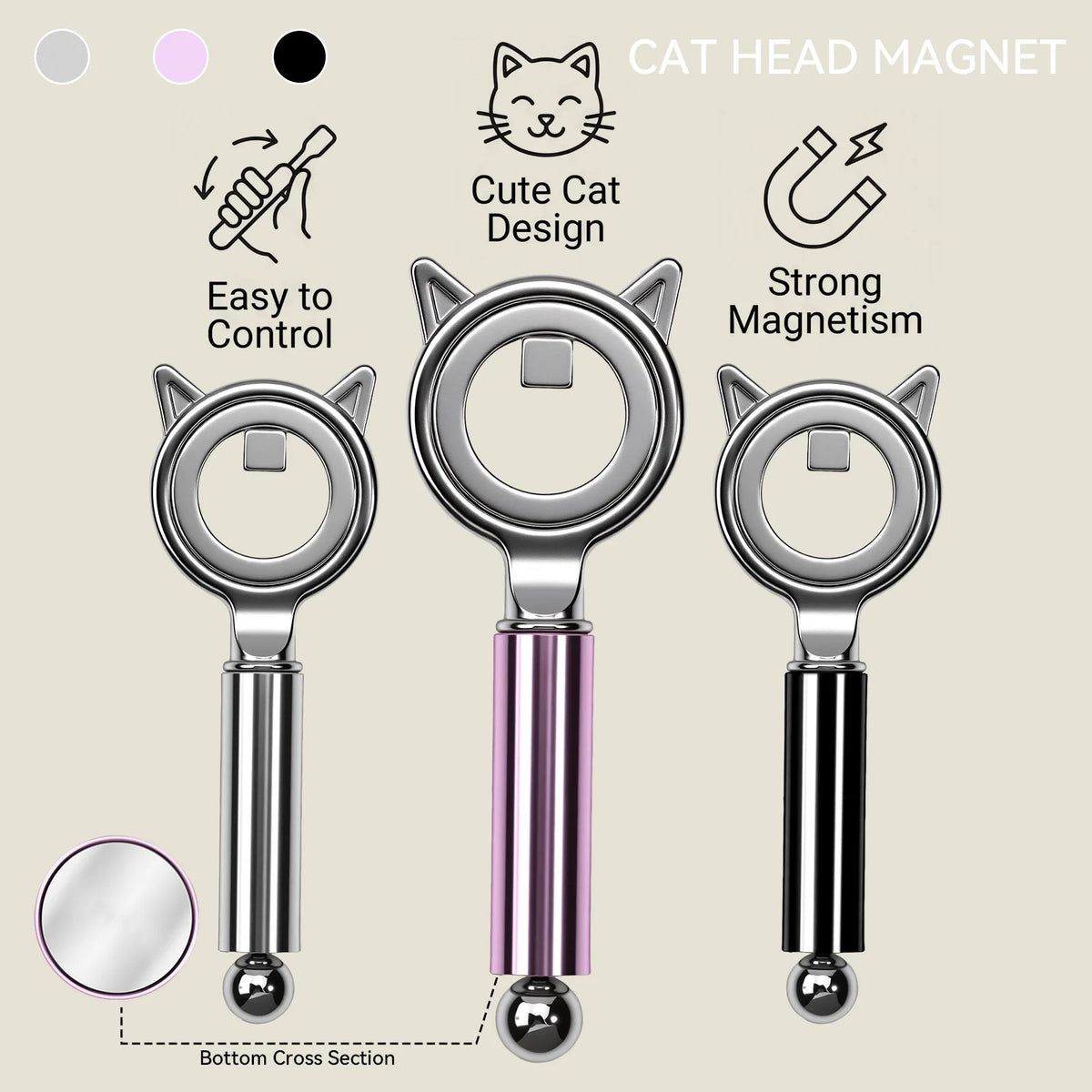 Cat Ear 3-in-1 Halo Ring Nail Magnet for Cat Eye Gel Art