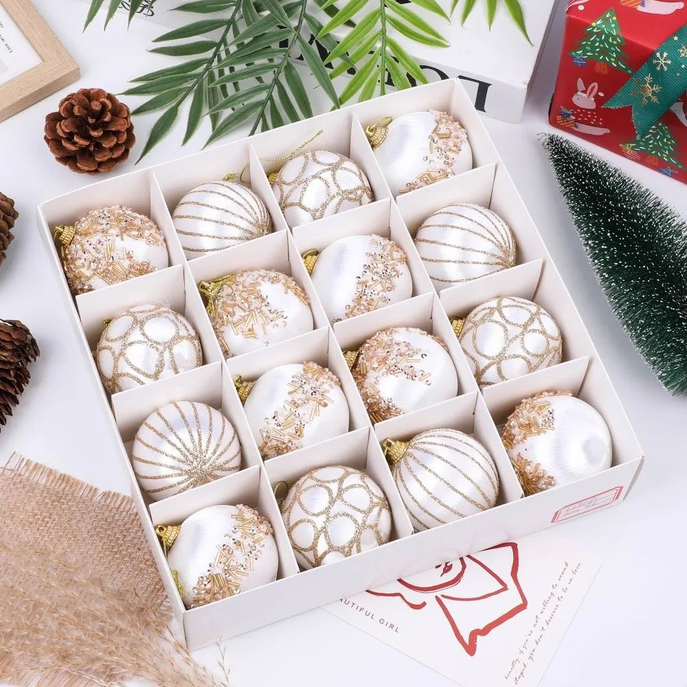 16-Pc Silk Christmas Ball Ornaments Set – 6cm Special-Shaped