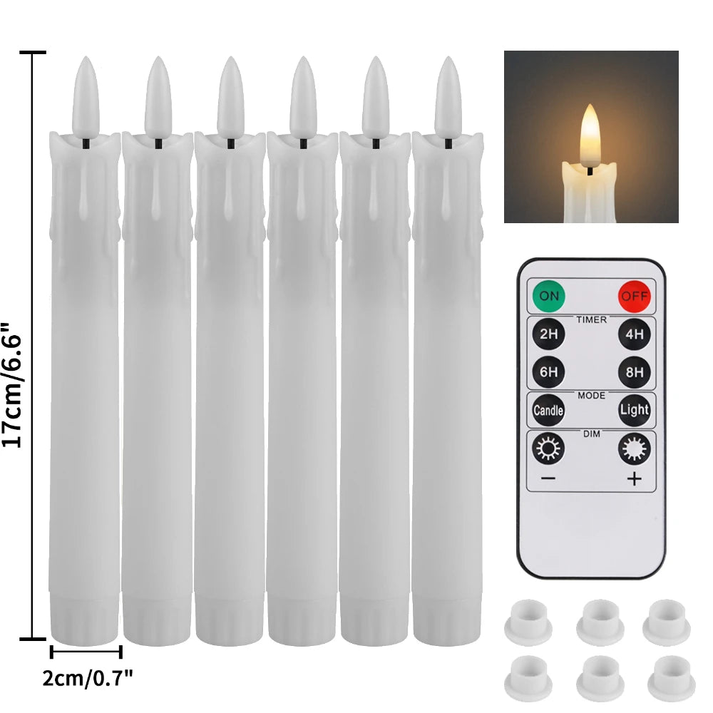 Flameless LED Taper Candles 6/12 Pack with Remote & Timer