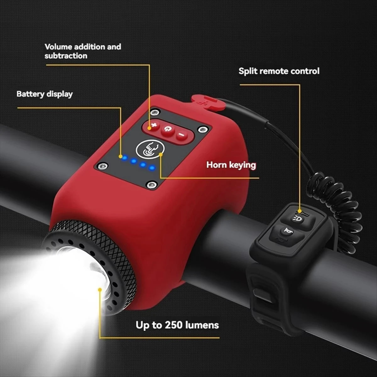 Bicycle Electric Horn Light – COB Front Lamp & 110dB Bell