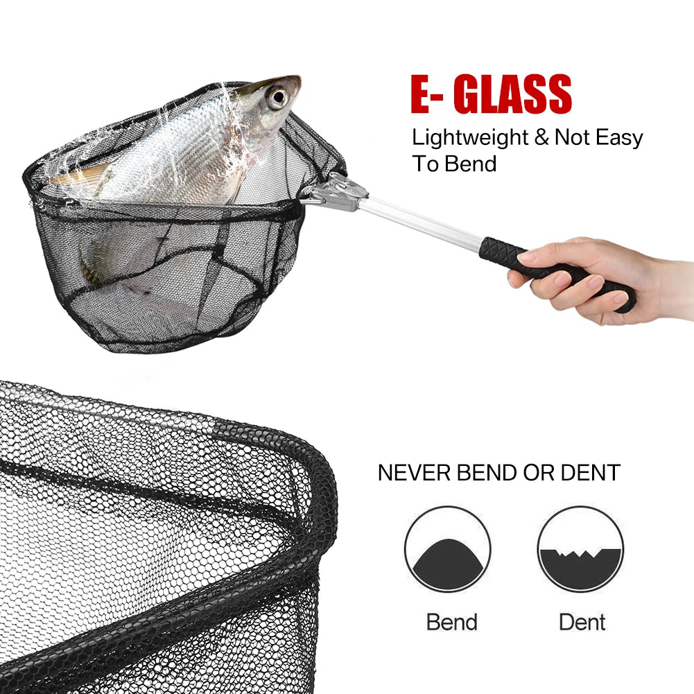Foldable Telescopic Fish Landing Net – Collapsible Nylon Mesh