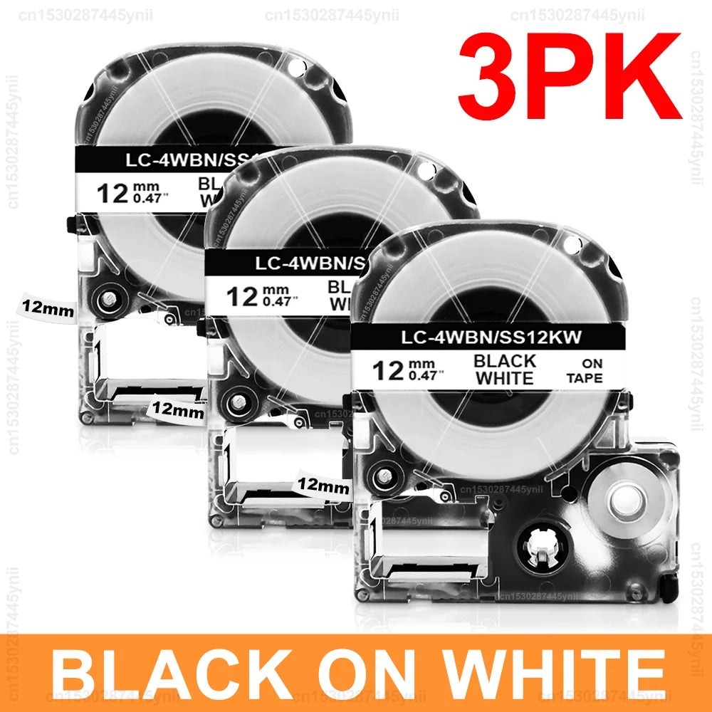 Labelwell 12mm Label Tape 3PK/5PK – Epson LW-300 LW-400 LW-600P