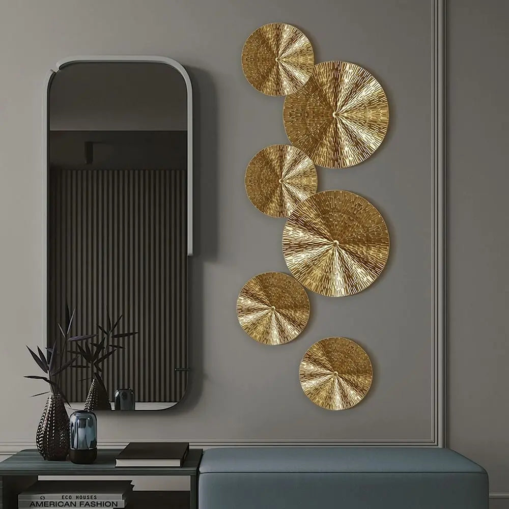 Modern Gold Iron Round Wall Hanging Decoration Ornament