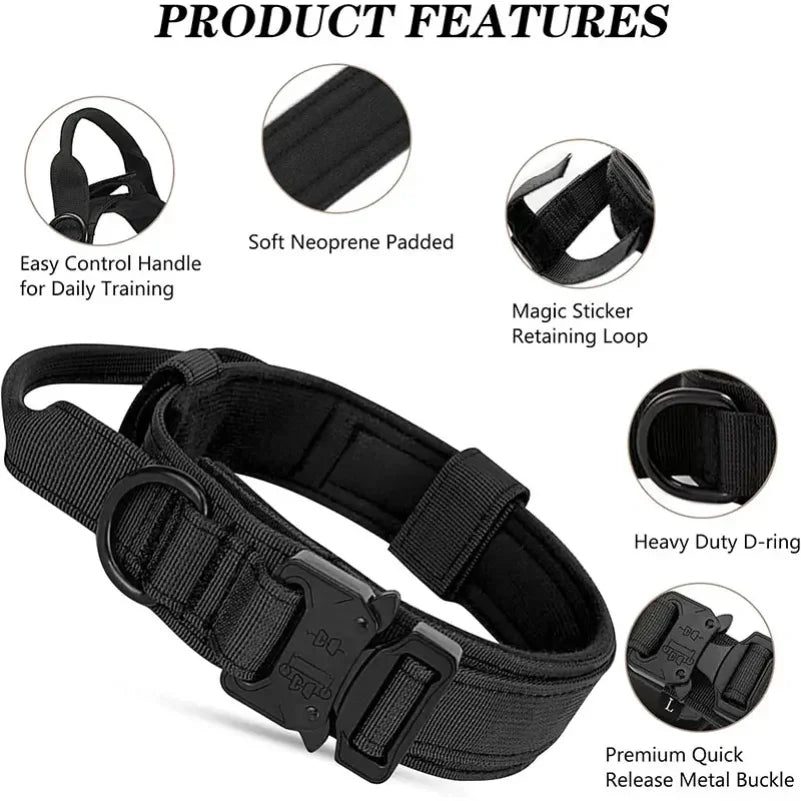 Tactical Dog Collar for Medium & Large Dogs – Padded Nylon