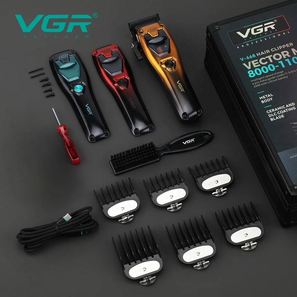 VGR V-668 Cordless Hair Clipper 11000 RPM | DLC Blades