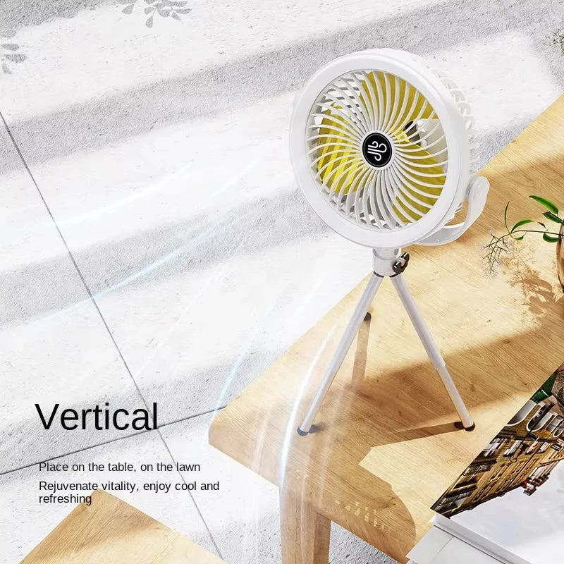 Rechargeable Camping Fan with LED Light | 3-Speed Portable