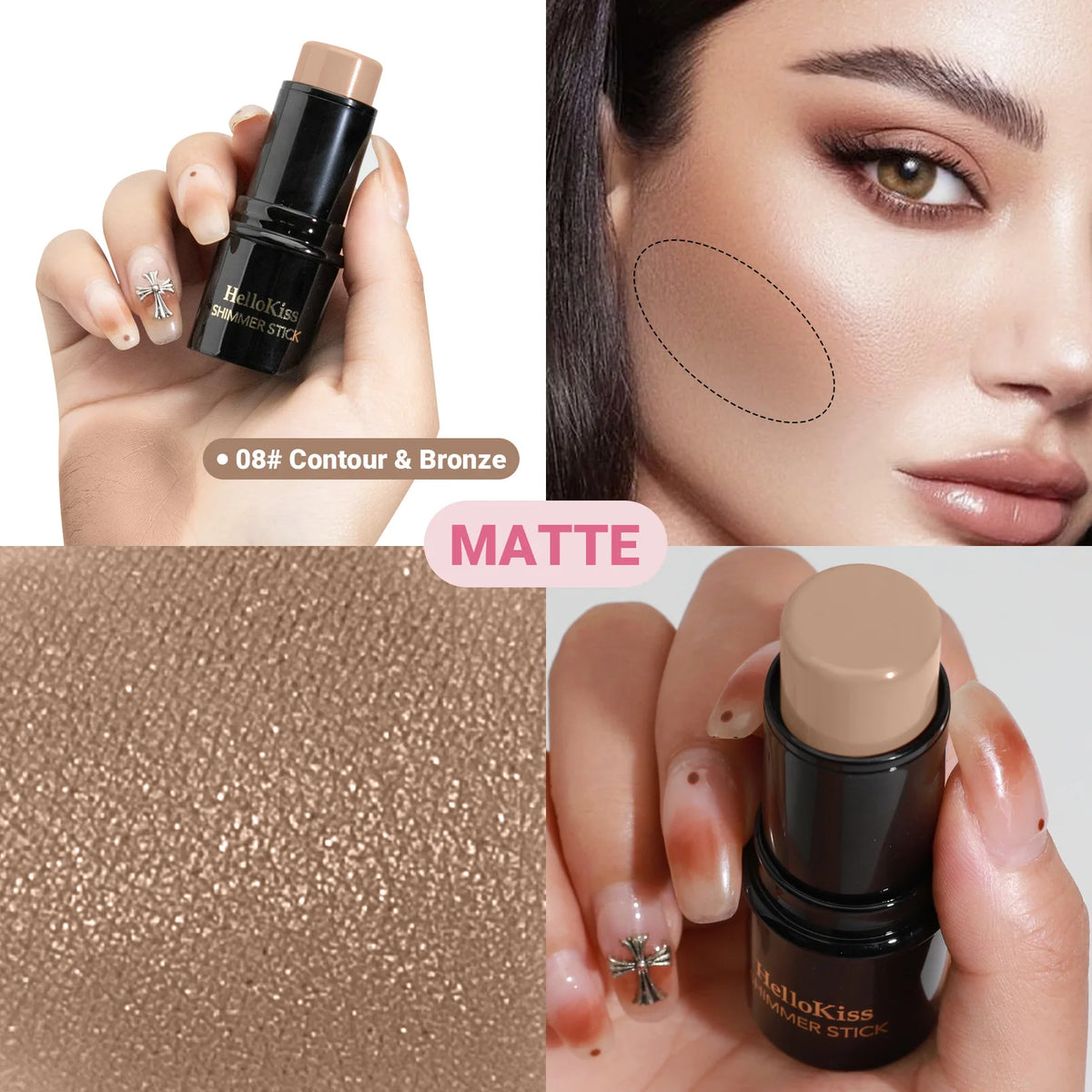 OREADEX 15-Color Shimmer Bronzer Highlighter Contour Stick