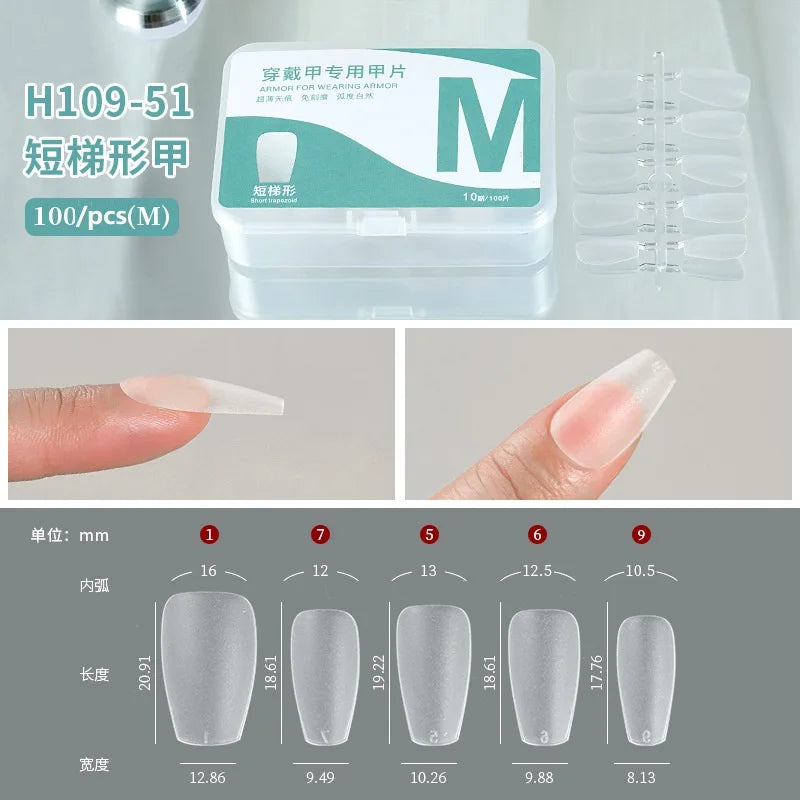 100pcs Full Cover Press On Nail Tips – Clear Ultra-Thin False Nails
