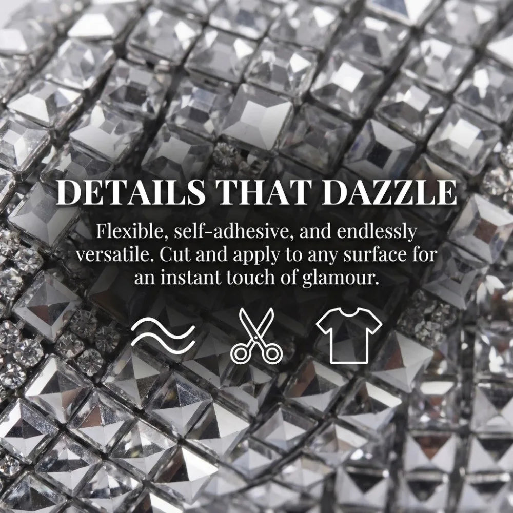 3 Yards Self-Adhesive Square Rhinestone Strip | DIY Trim