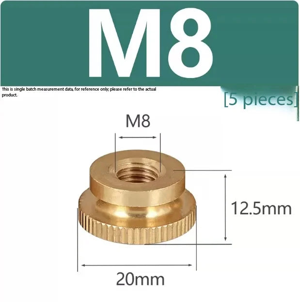 GB806 Brass Knurled Thumb Nut Copper Step Hand Tighten M3–M10
