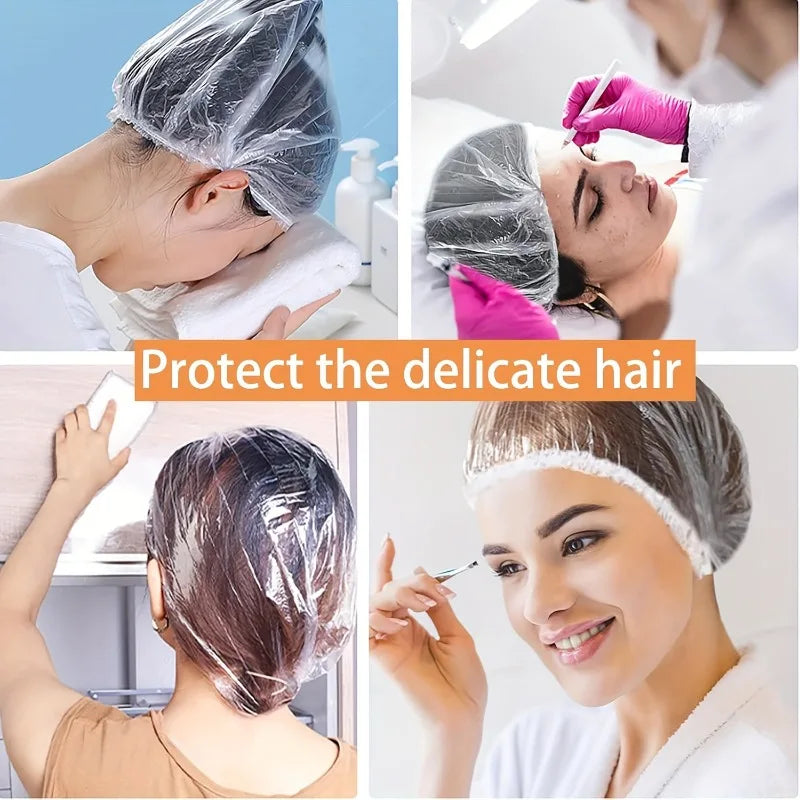 100-Pack Disposable Shower Caps – Waterproof Hair Covers