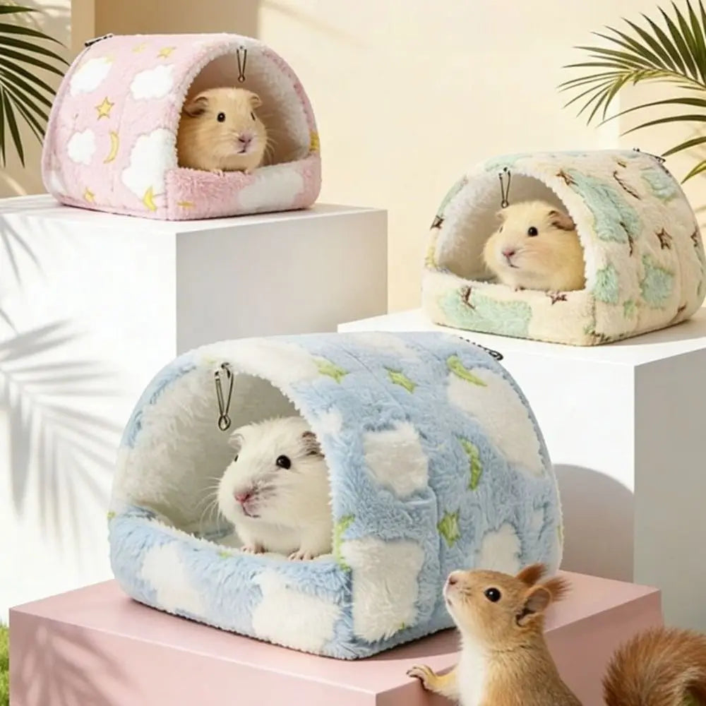 Hanging Plush Parrot Nest – Warm Cotton Bird Hut Hammock
