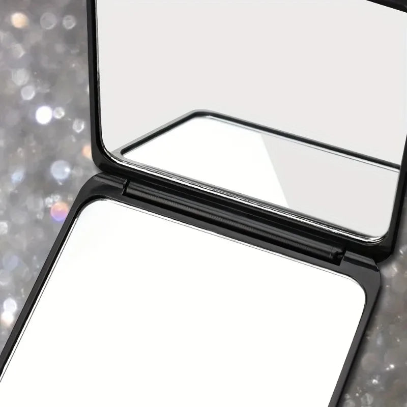 Rhinestone Folding Makeup Mirror – Dual-Sided Compact