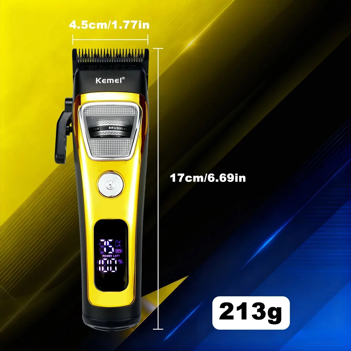 Kemei KM-1911 Pro Hair Clipper – DLC Blade, LED & Base Charger
