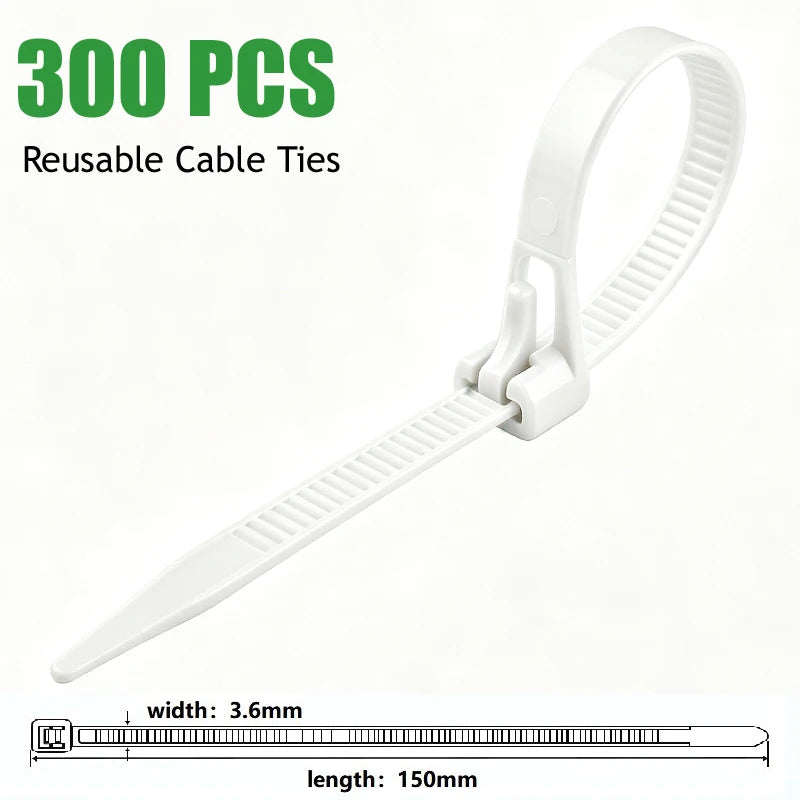 Reusable UV Resistant Nylon Cable Ties 100/300/1000 Pcs