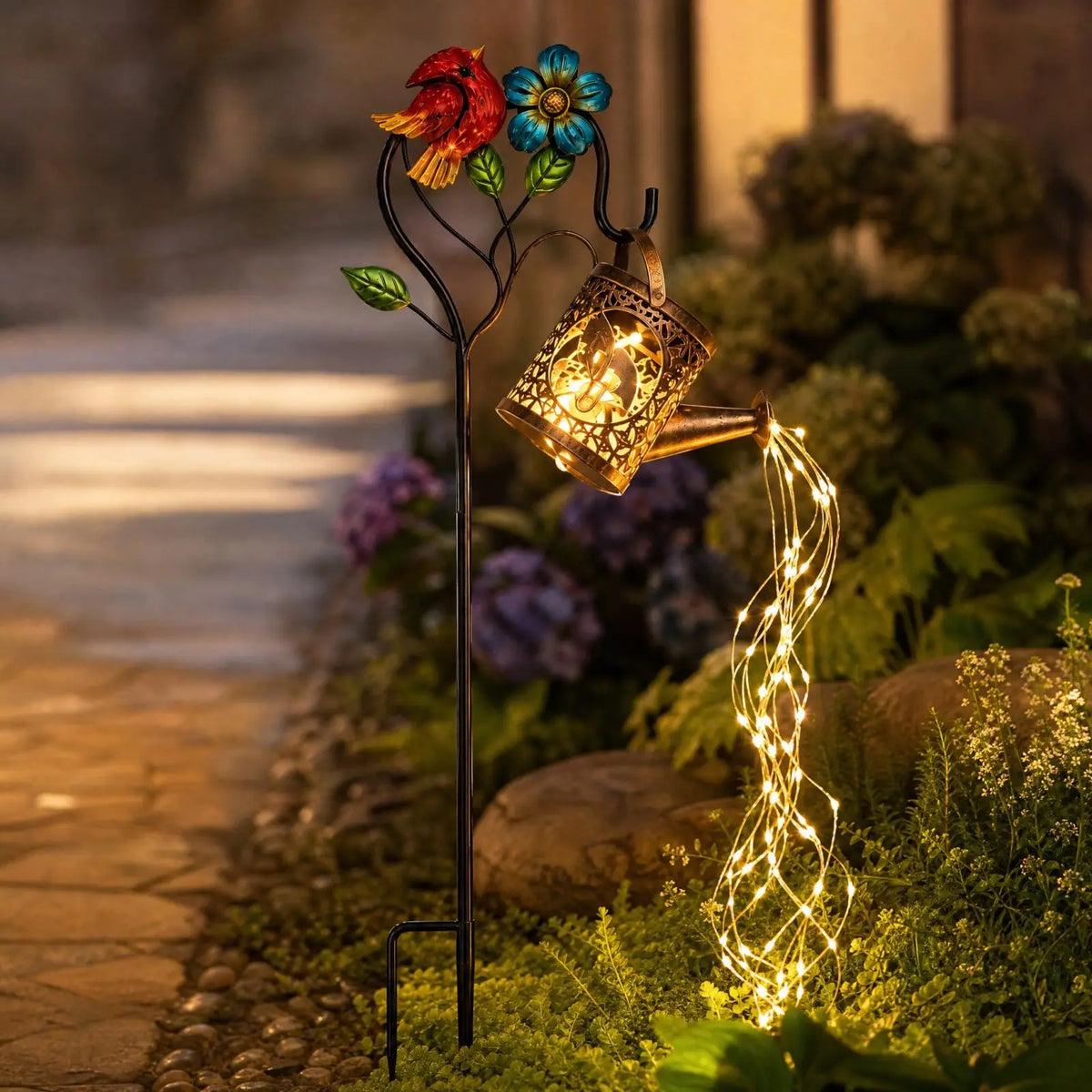 Solar Watering Can Garden Stake Light – LED Outdoor Decor
