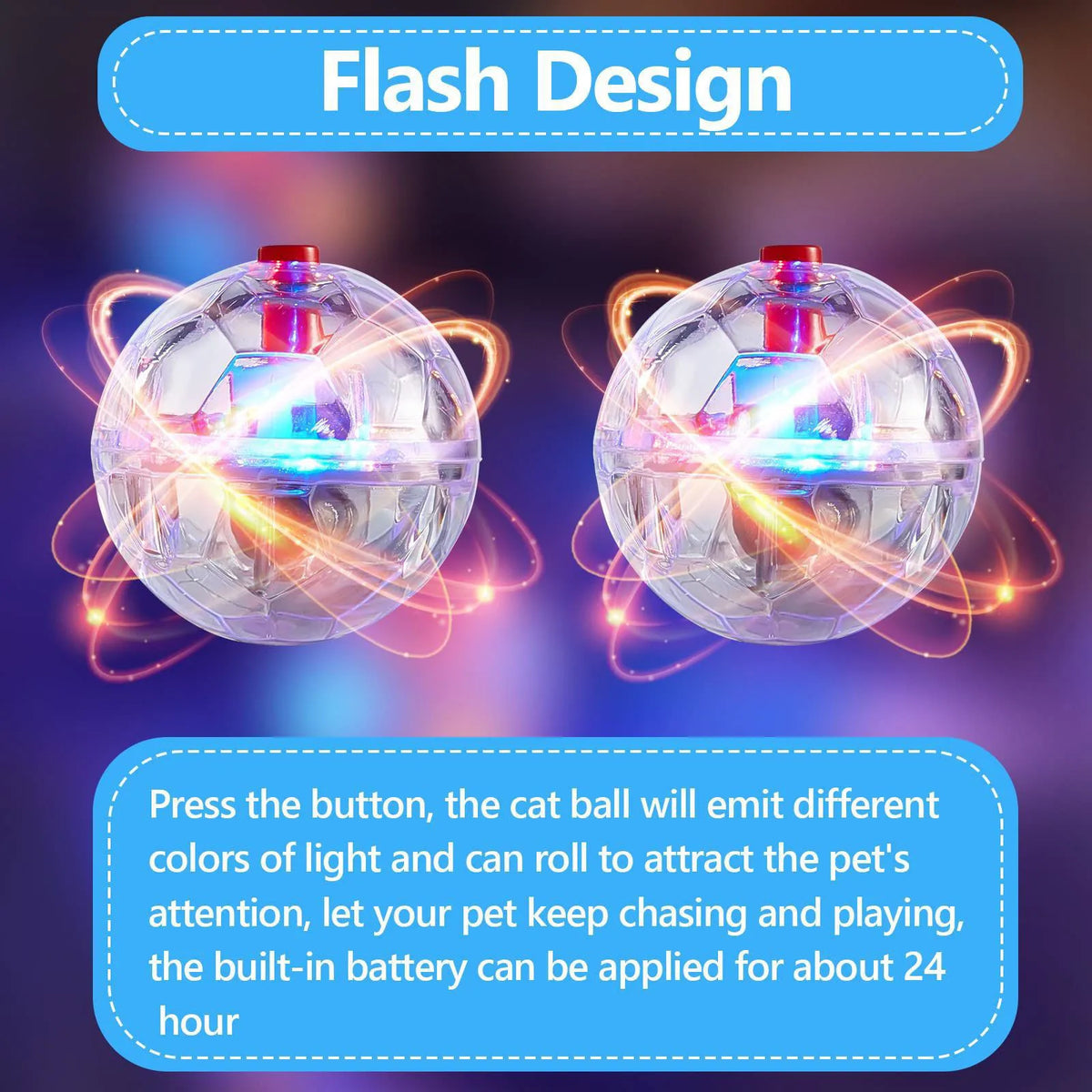 3-Pack LED Motion Activated Light Up Cat Balls | Interactive Pet Toy