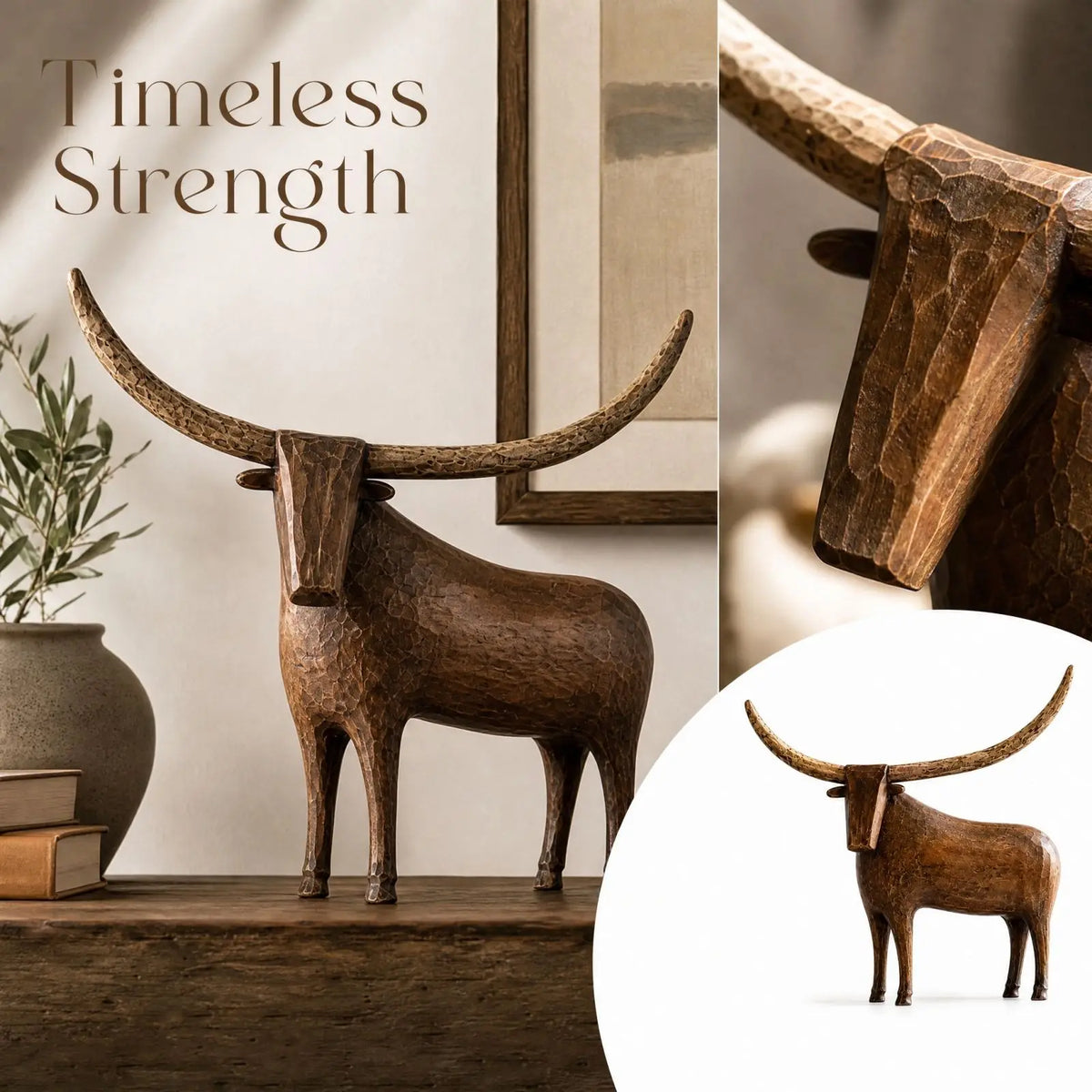 Vintage Cow Statue Sculpture – Western Home Decor