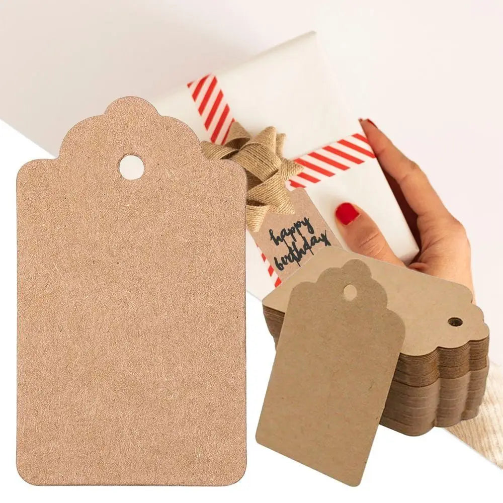 100Pcs Kraft Paper Hanging Tags with Strings – Blank Gift Labels