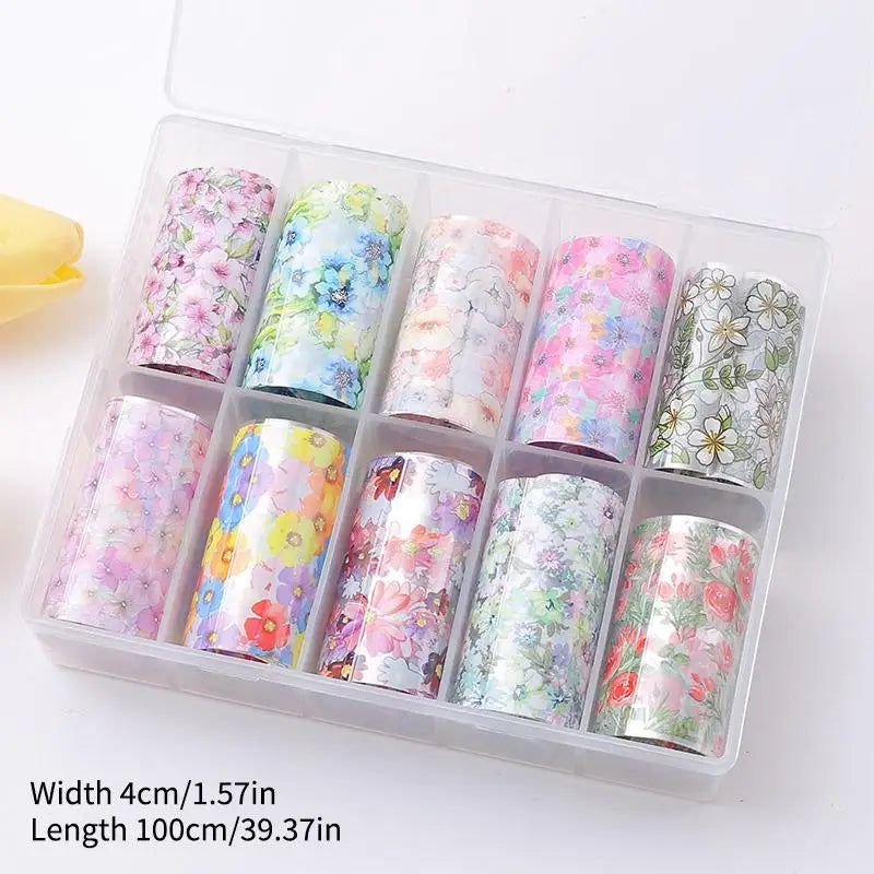 Floral Nail Foil Transfer Stickers 50pcs – Flower Nail Wraps