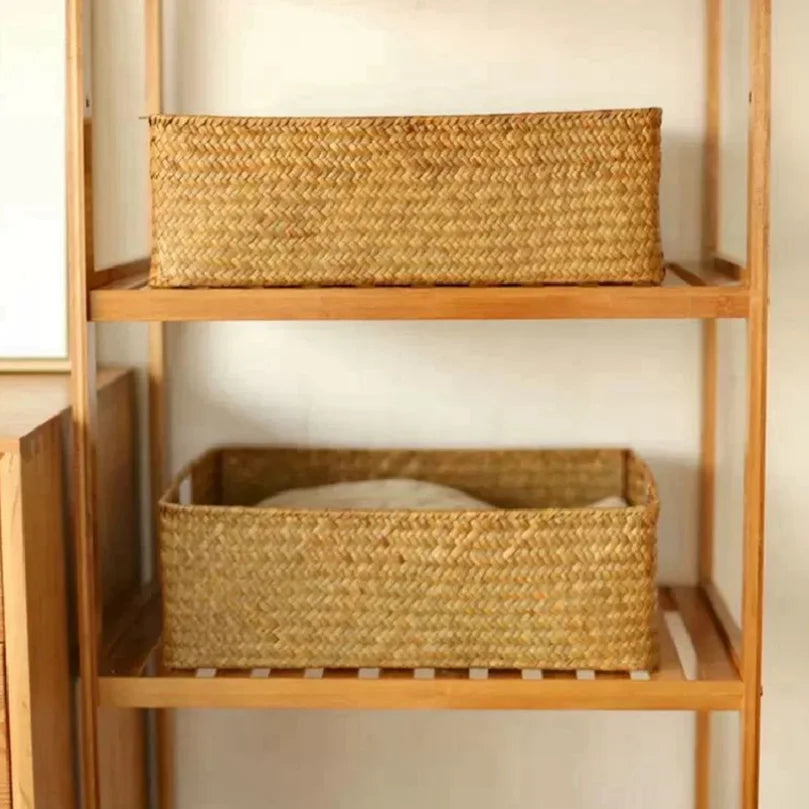Woven Seagrass Storage Basket – Natural Wicker Rattan Decor
