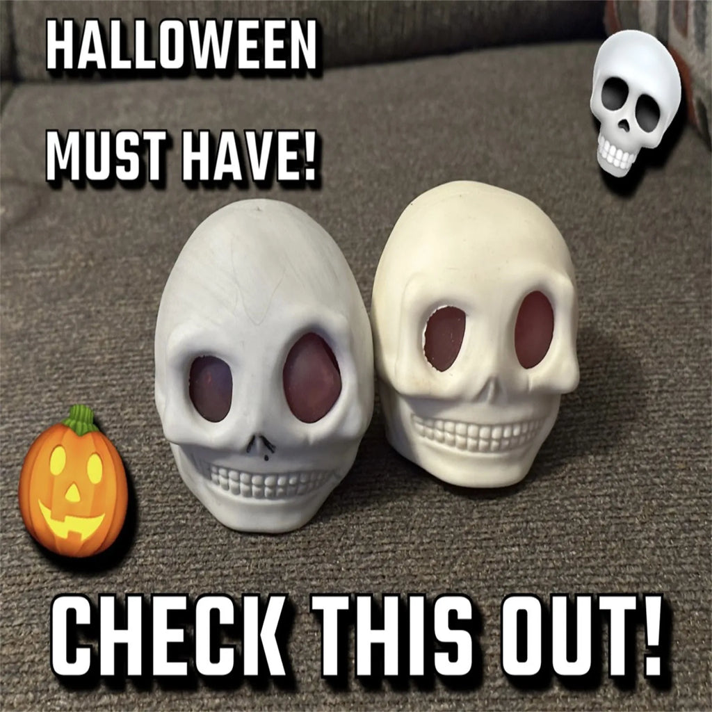 Halloween Skull Squeeze Toys – 9pc Squishy Skeleton Set