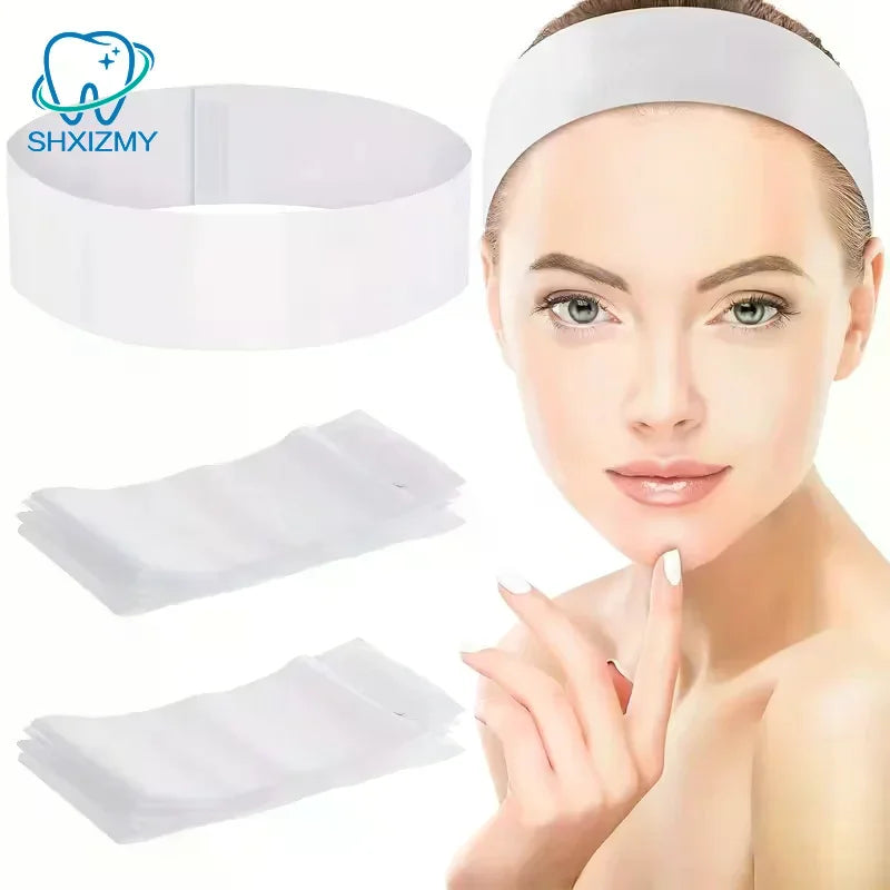 Disposable Spa Facial Headbands 10/50 Pcs – Adjustable Elastic