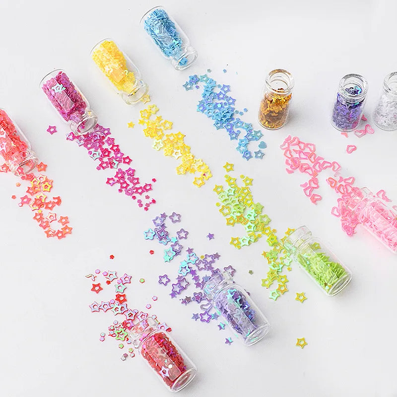 12-Bottle Nail Art Glitter Sequins Set – Face, Hair & Body
