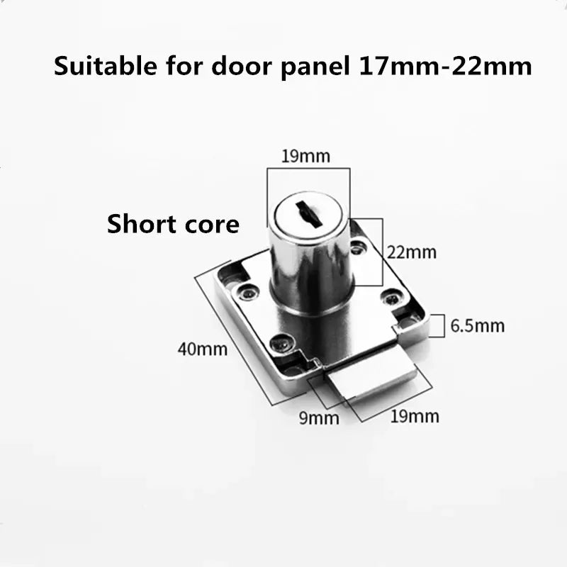 Zinc Alloy Cam Drawer Lock with 2 Keys – 3 Colors & 2 Sizes