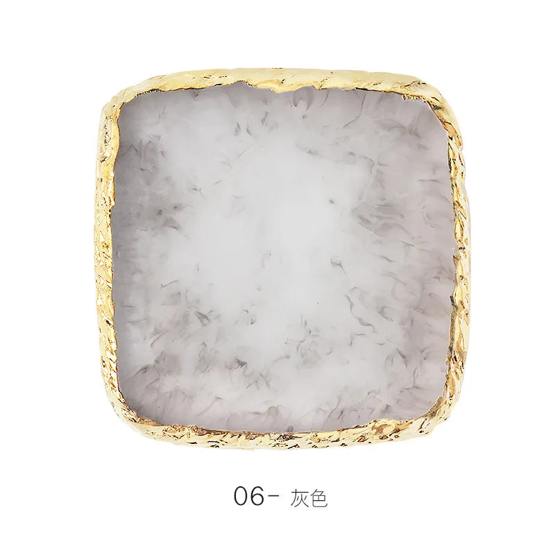 Resin Nail Art Mixing Palette Gold Edge Agate Style Multi Shape