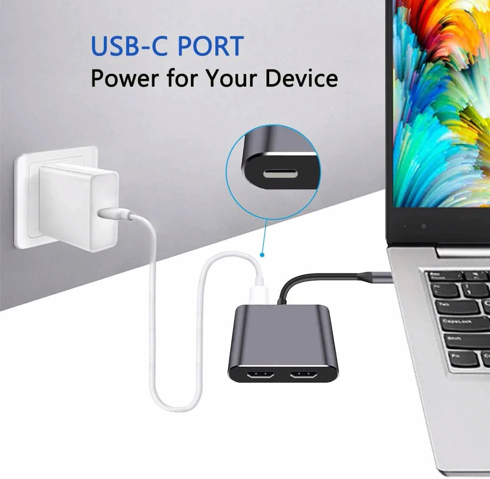 USB-C 4K Dual HDMI Hub – USB 3.0 & 60W PD Charging Dock