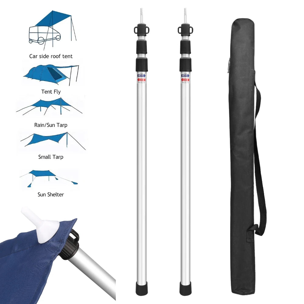 Aluminium Telescoping Tarp Poles 90–230cm | Camping Canopy