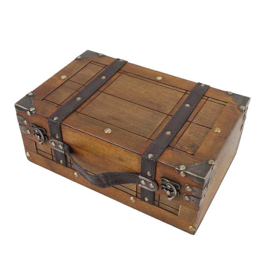 Vintage Wooden Treasure Chest – Jewelry & Storage Trunk