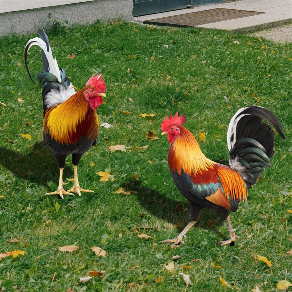 2D Acrylic Rooster Garden Stake – Weatherproof Yard Art Decor