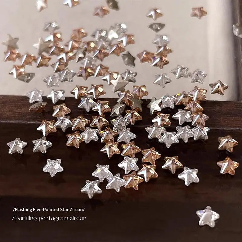 50Pcs Star Zircon Nail Charms 3D Rhinestone DIY Nail Art Decor