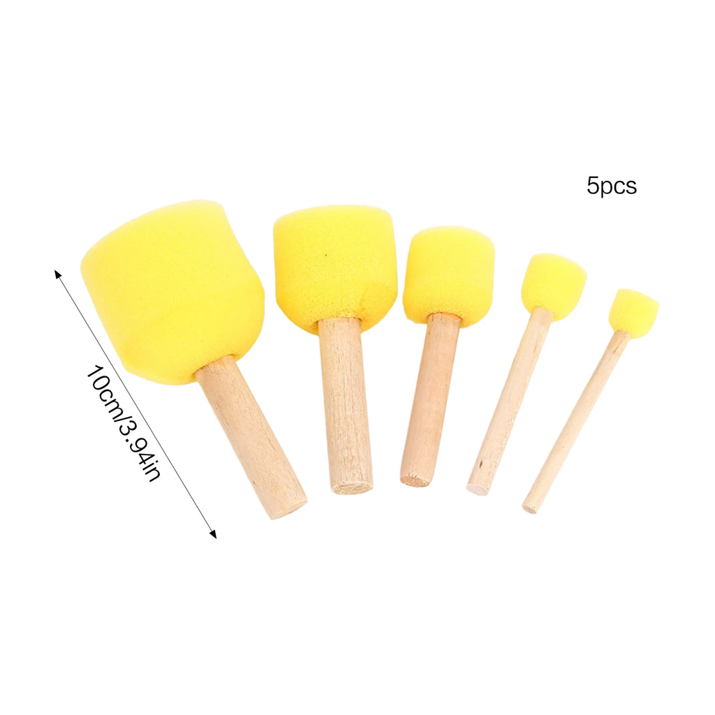 5-Pack Round Foam Sponge Brushes – Kids DIY Painting Crafts