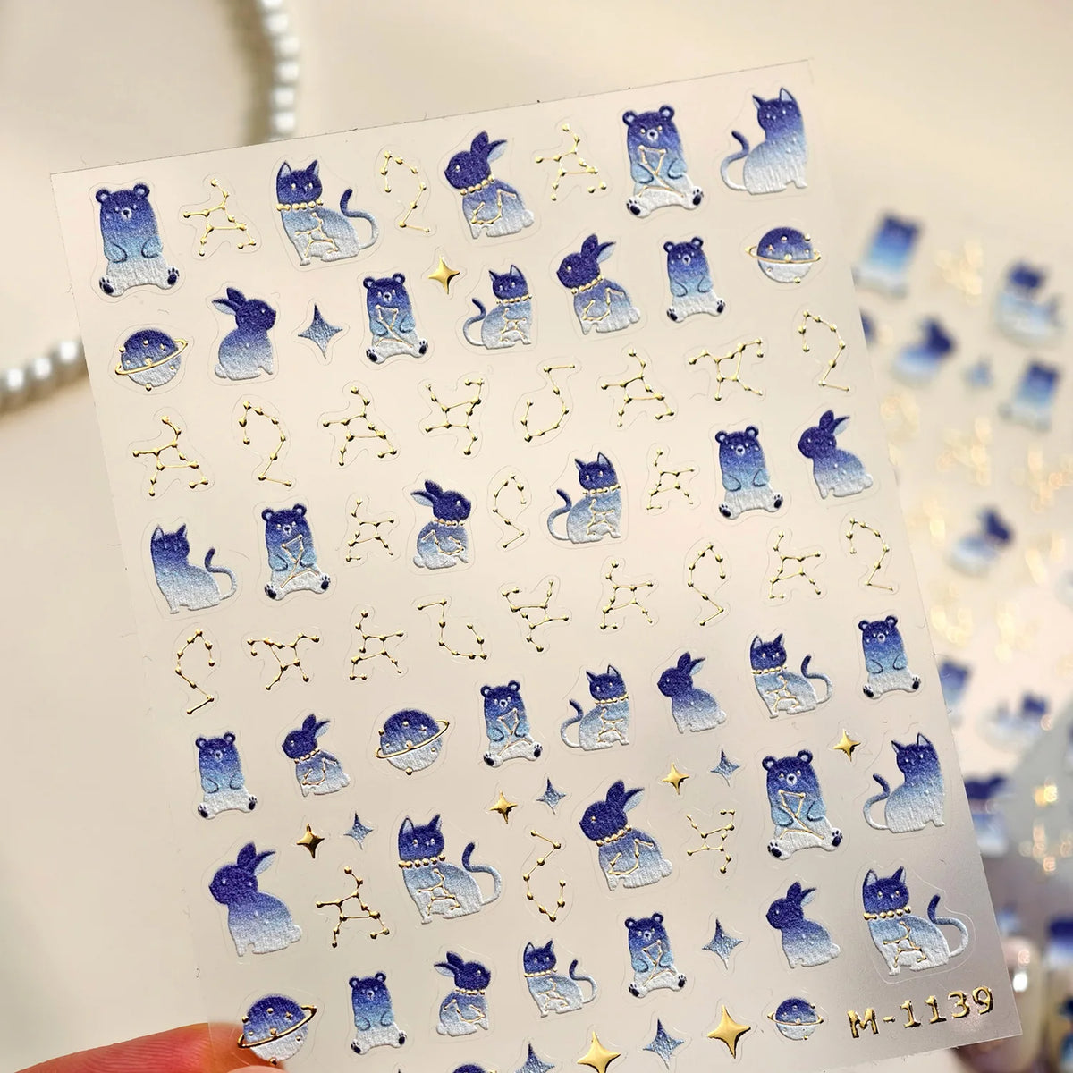 5D Kawaii Animal Nail Art Stickers – Bear, Cat & Star Decals