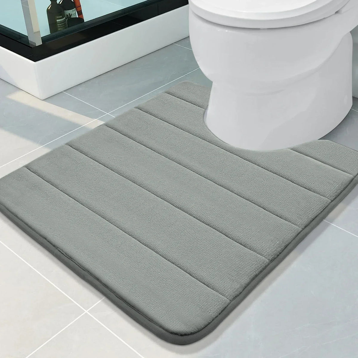 U-Shape Toilet Mat Non-Slip Shaggy Microfiber Bath Rug
