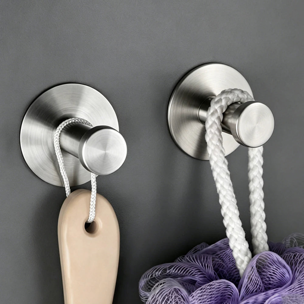 Self Adhesive Stainless Steel Wall Hooks – No Drill