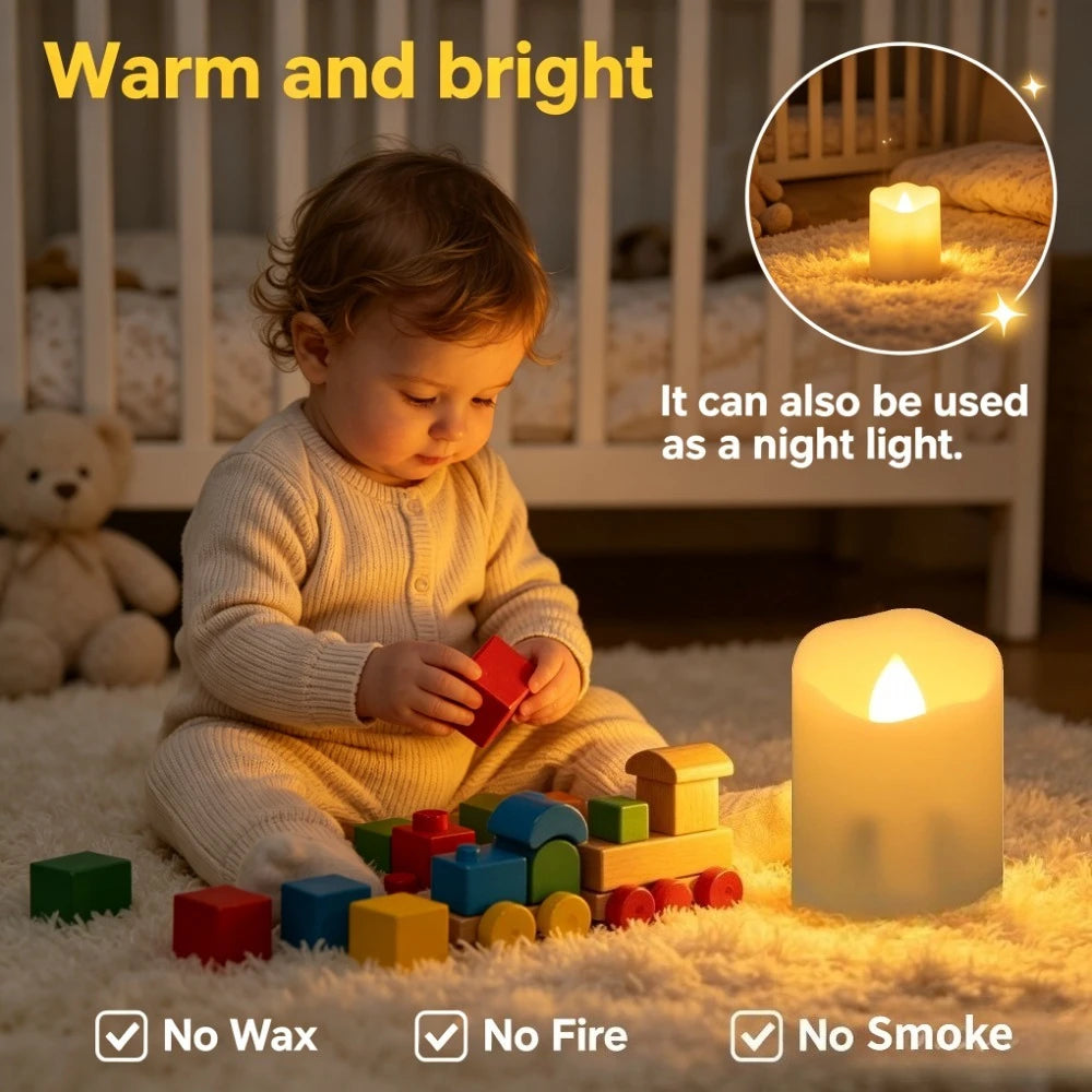 Rechargeable LED Flameless Tealights with Remote & Timer – 6 Pack
